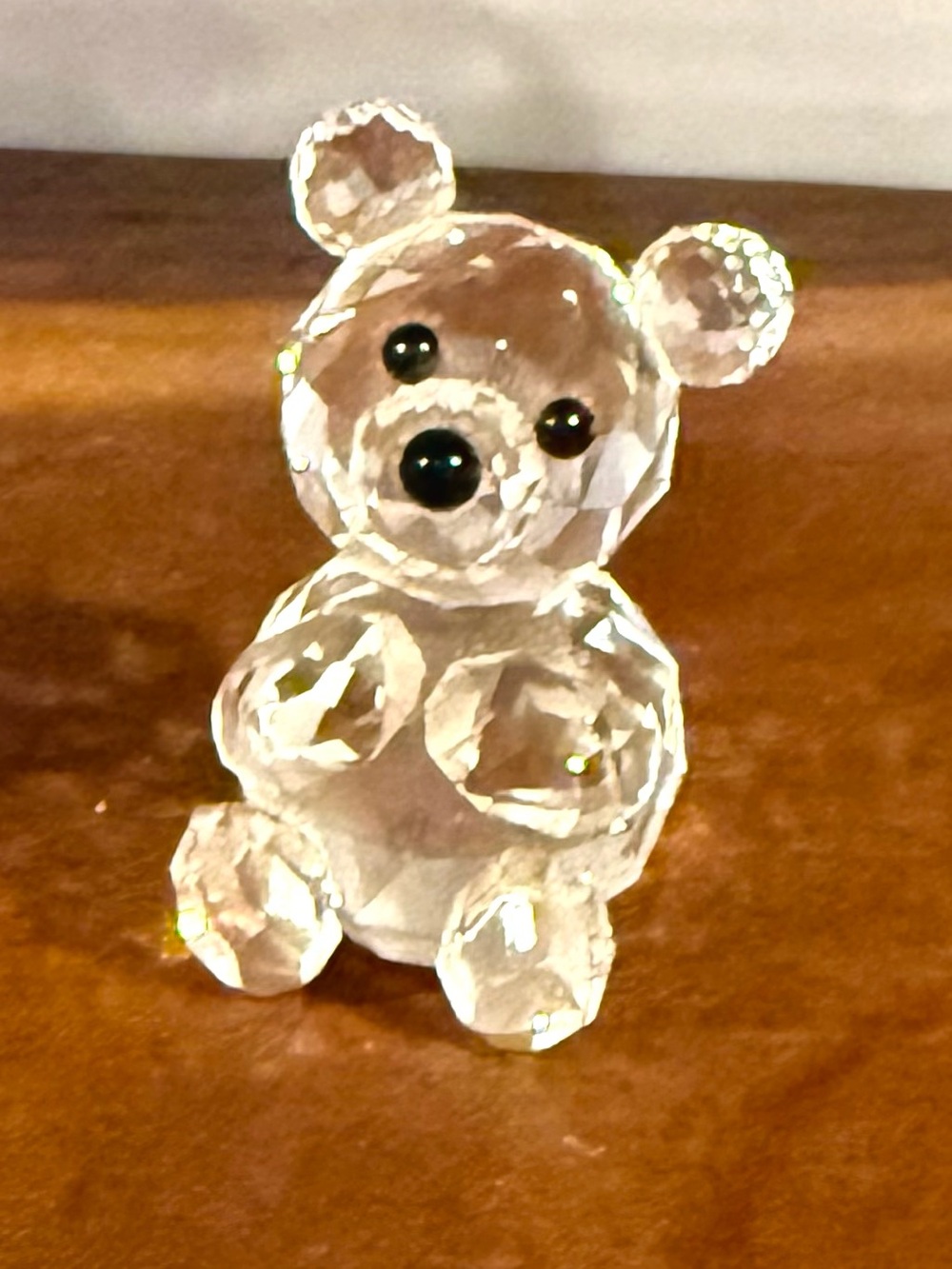 Clear Crystal Teddy Bear Figurine - Decorative Accent